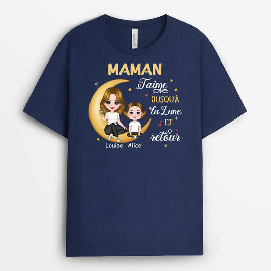 1916AFR2 t shirt mamie maman taime jusqu a la lune et au retour personnalise