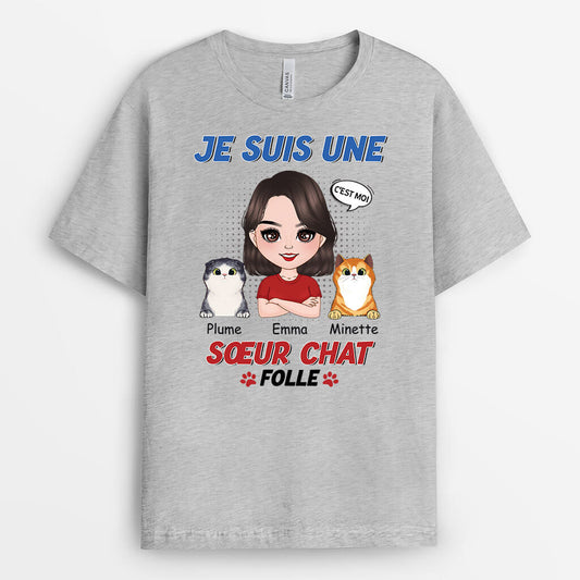 1924AFR2 t shirt je suis une maman chat folle personnalise