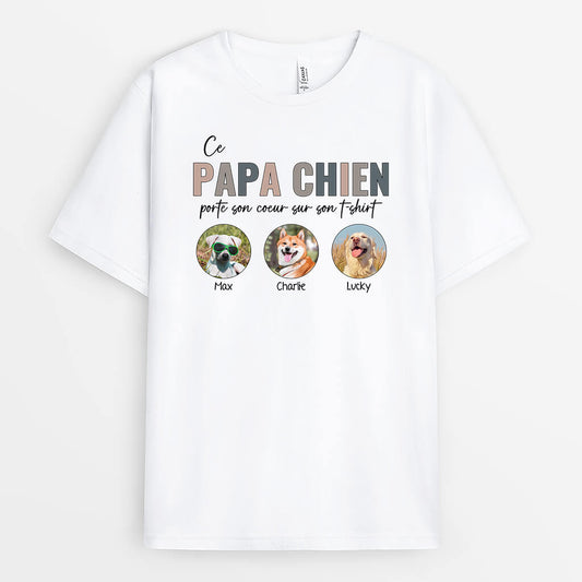 1927AFR1 t shirt cette maman chien papa chien porte son coeur sur son t shirt personnalise