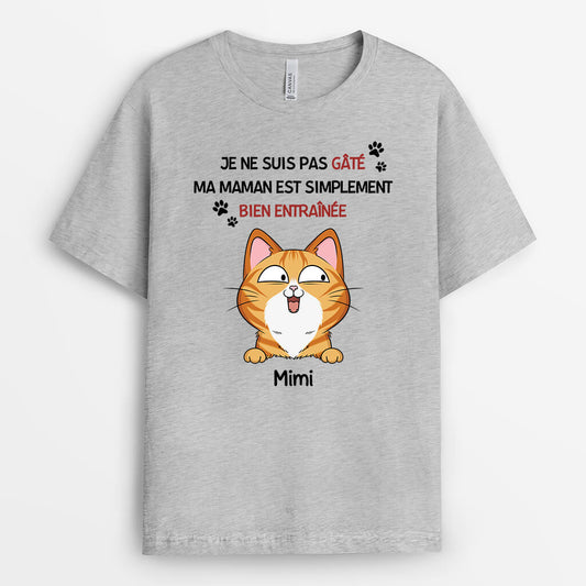 1929AFR1 t shirt je ne suis pas gate ma maman chat est simplement bien entrainee personnalise