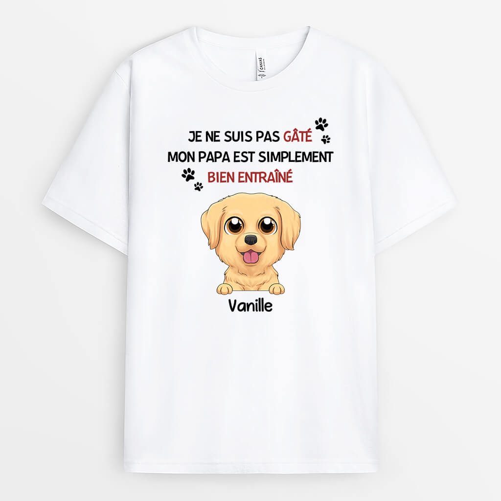 1929AFR2 t shirt je ne suis pas gate ma maman chien est simplement bien entrainee personnalise