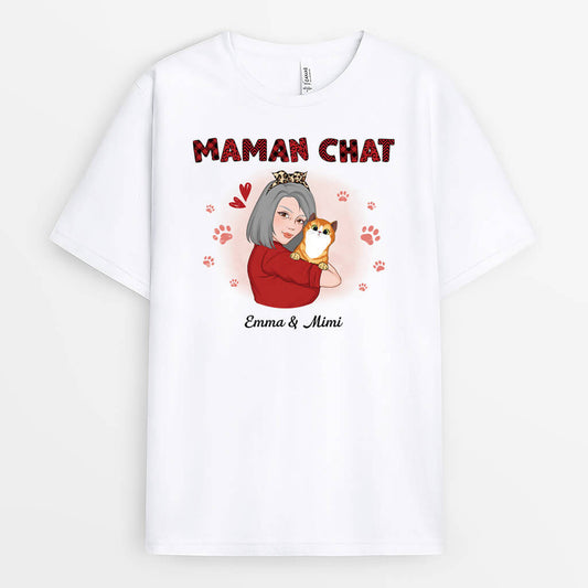 1931AFR1 t shirt maman chat personnalise_2