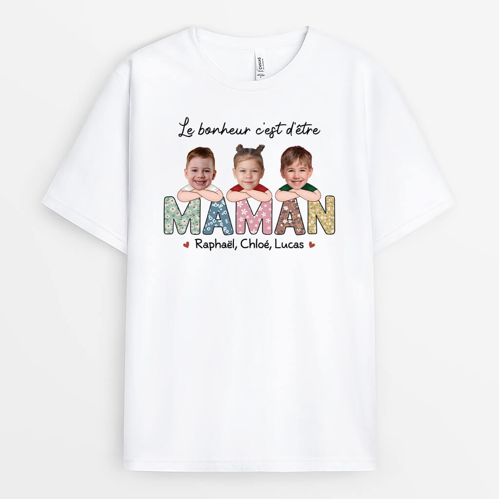 1945AFR1 t shirt le bonheur cest detre une maman mamie personnalise