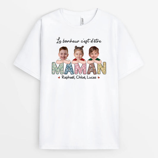 1945AFR1 t shirt le bonheur cest detre une maman mamie personnalise