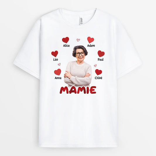 1956AFR1 t shirt maman mamie motif coeur rouge personnalise