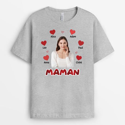 1956AFR2 t shirt maman mamie motif coeur rouge personnalise