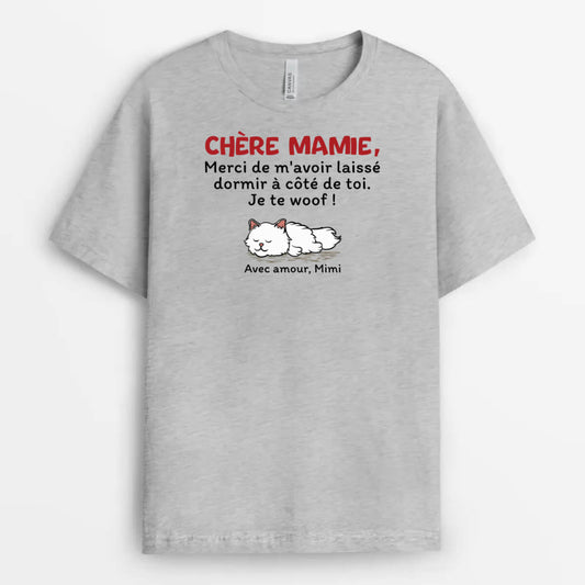 1965AFR1 t shirt chere maman chat merci de mavoir laisse dormir a cote de toi personnalise