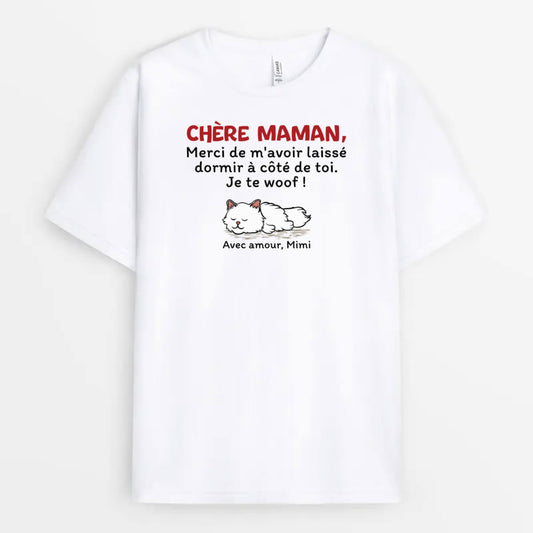 1965AFR2 t shirt chere maman chat merci de mavoir laisse dormir a cote de toi personnalise