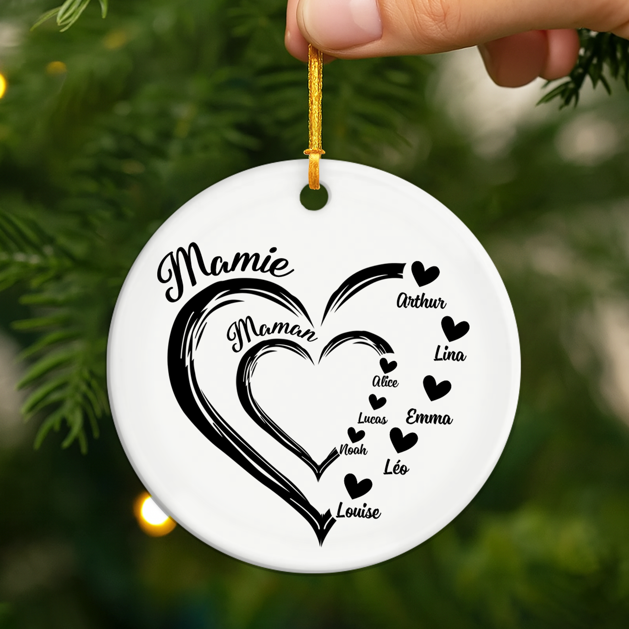 1969FR2 ornement ceramique personnalise maman mamie coeurs rouges 1969