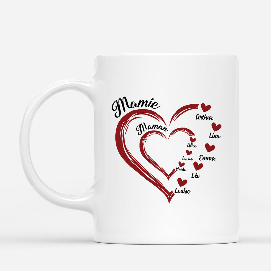 Cadeau Maman Mamie Avec Cœur Rouge - Mug En Verre Personnalisé Dégradé