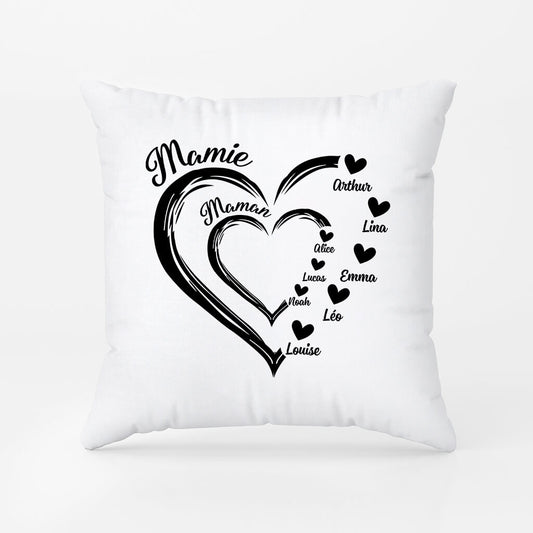 1969PFR2 coussin maman mamie avec coeur rouge personnalise