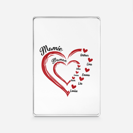 1969RFR1 plaque en acrylique personnalisee maman mamie coeurs rouges 1969r
