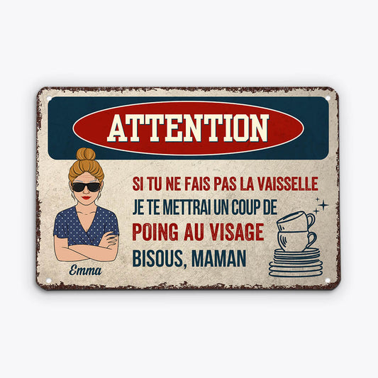 1989EFR1 plaque attention de maman personnalisee