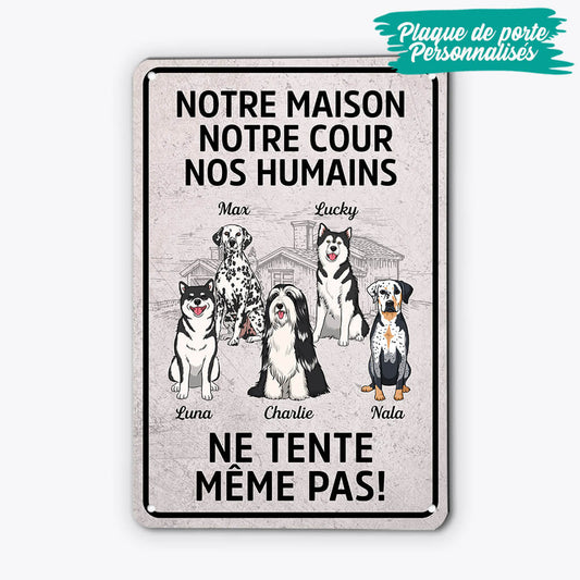 1990EFR1 plaque en metal ma maison ma cour mes humains chien personnalisee_2