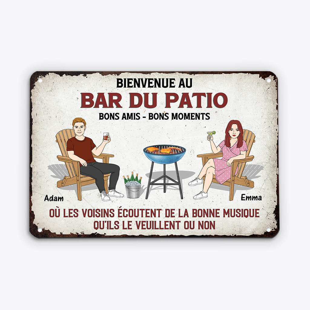 2005EFR2 plaque en metal bienvenue au bar de la terrasse personnalisee