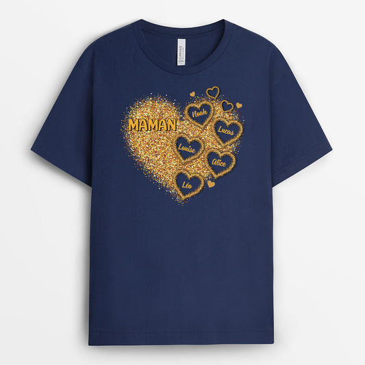 2007AFR2 t shirt le coeur de maman mamie brillant personnalise