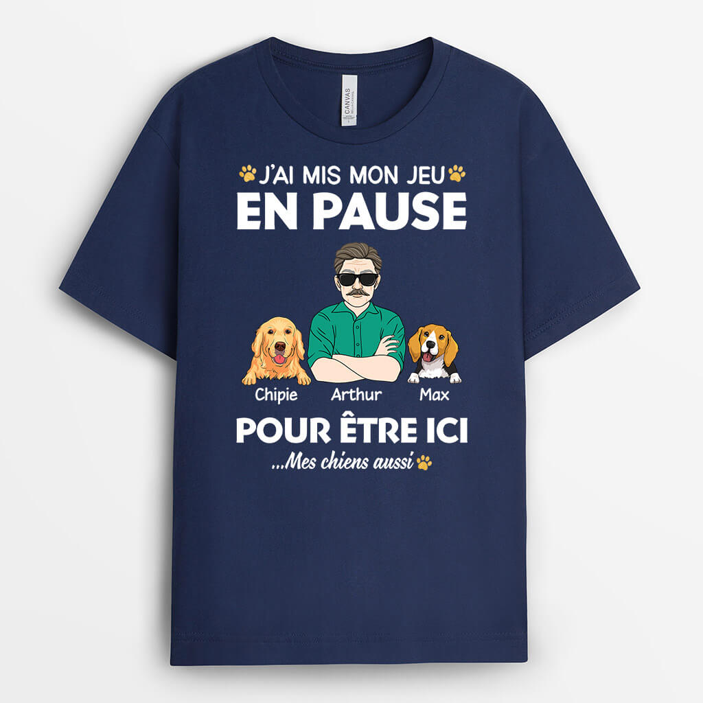 2009AFR2 t shirt jai mis mon jeu en pause et mes chiens aussi personnalise