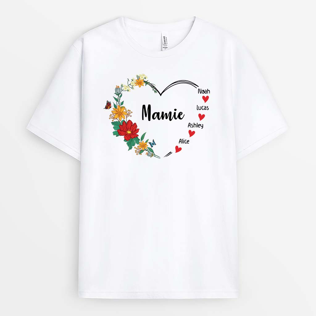 2030AFR1 t shirt mamie maman florale personnalise