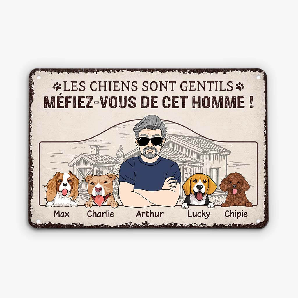 2032EFR1 plaque chien est gentil personnalisee