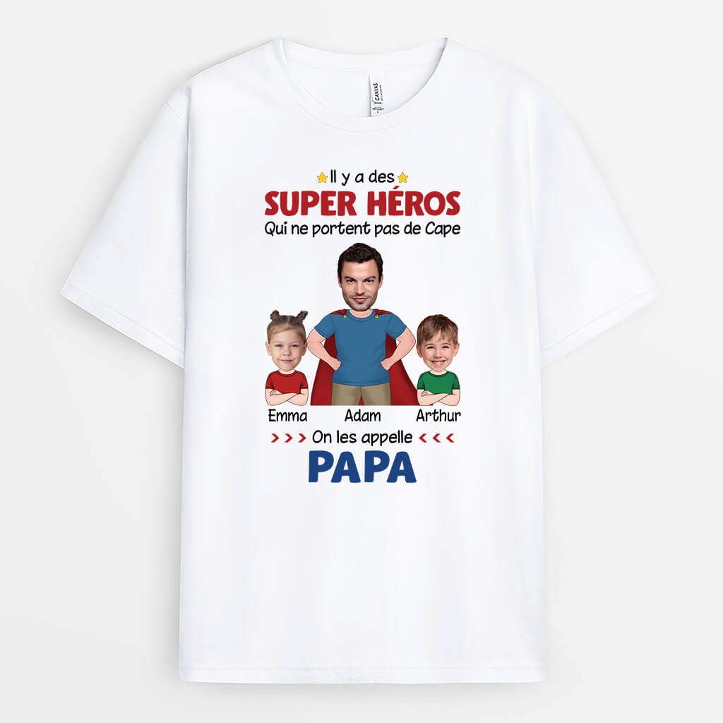 2040AFR1 t shirt super papa heros personnalise