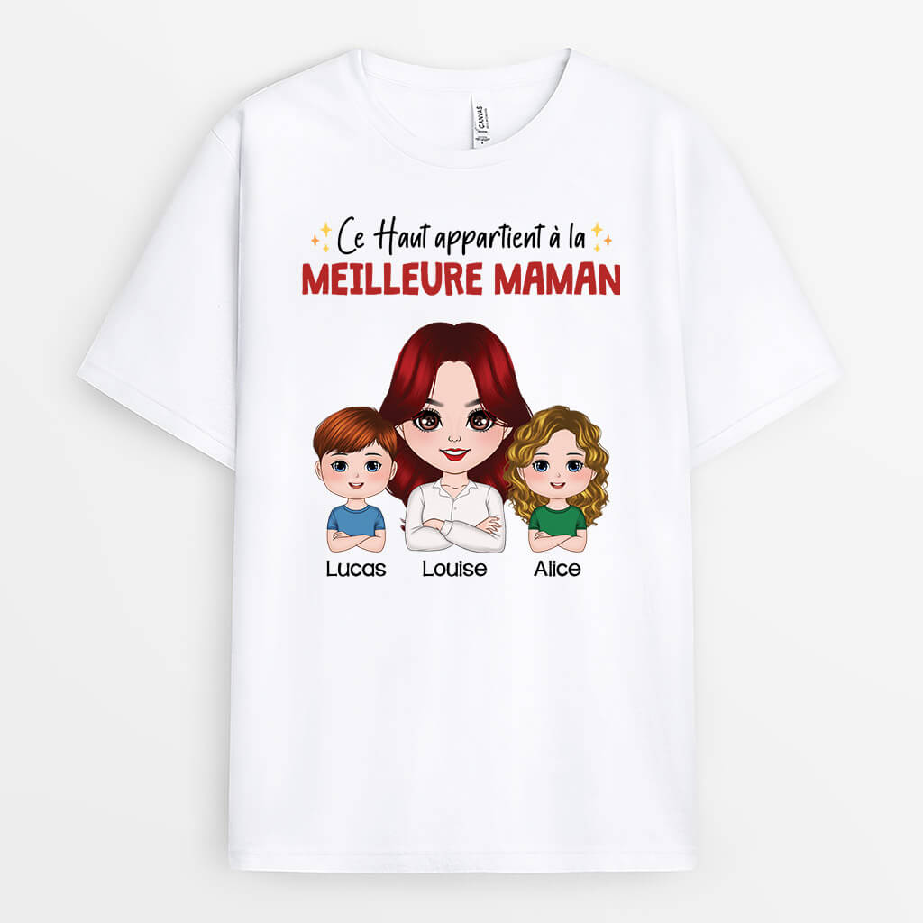 2041AFR1 t shirt cet haut appartient a meilleure maman personnalise