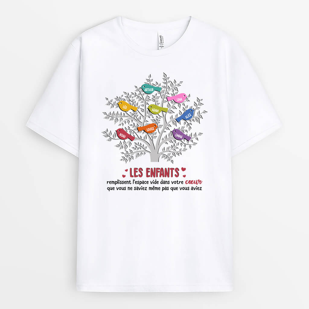 2042AFR1 t shirt les petits enfants oiseaux personnalise