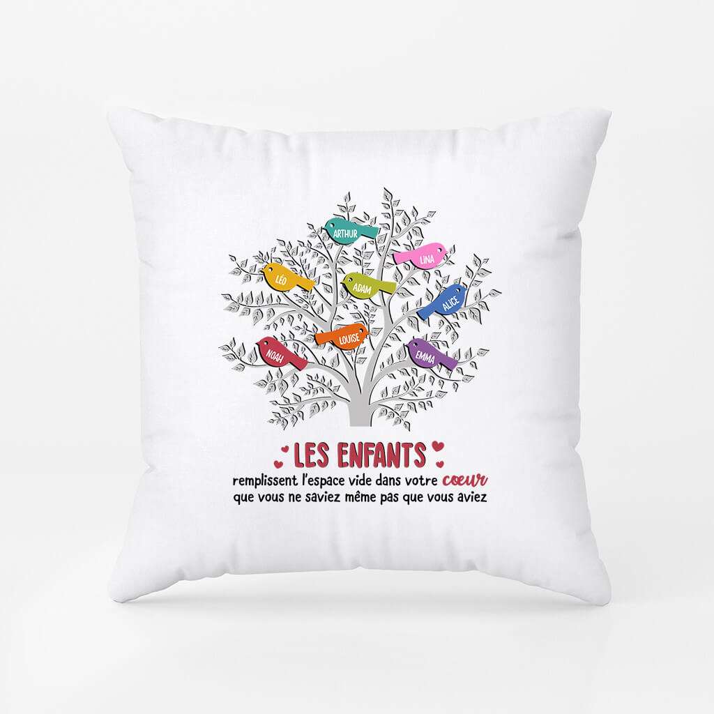 2042PFR1 coussin les petits enfants oiseaux personnalise