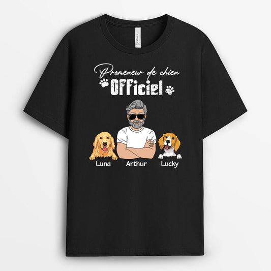 2049AFR1 t shirt promeneur officiel de chien personnalise