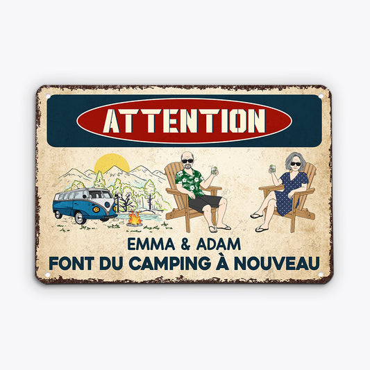 2052AFR1 toile attention ils font du camping a nouveau personnalisee