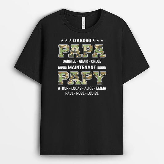 2088AFR1 t shirt dabord papa maintenant papy personnalise