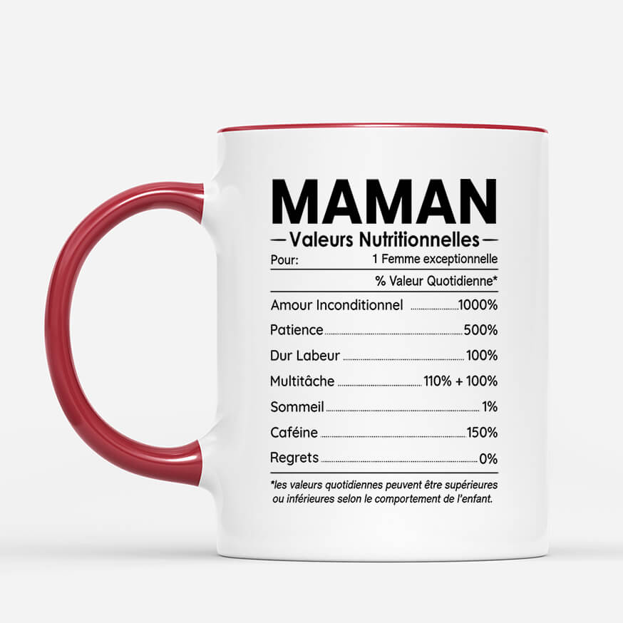 2094MFR2 mug informations nutritionnelles pour maman papa personnalise