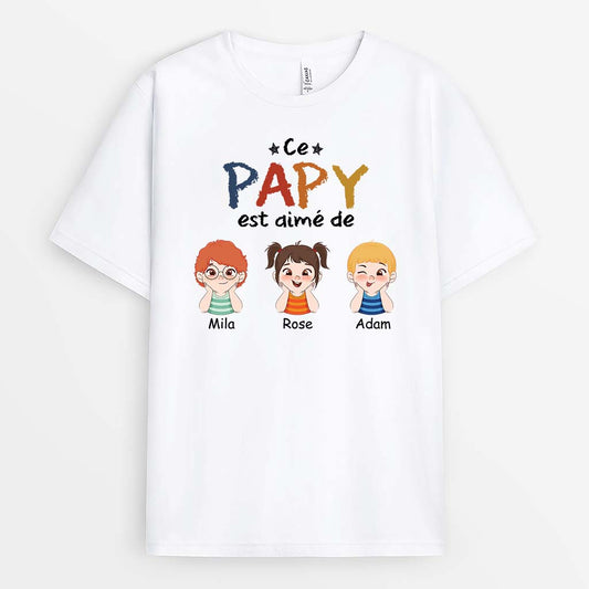 2100AFR1 t shirt ce papa papy est aime de personnalise