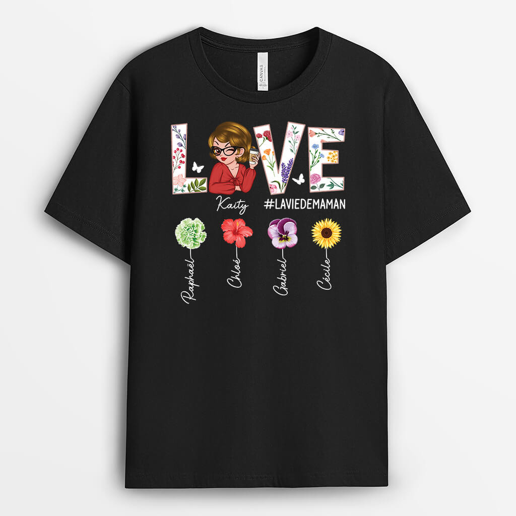 2102AFR1 t shirt la vie de maman amour personnalise