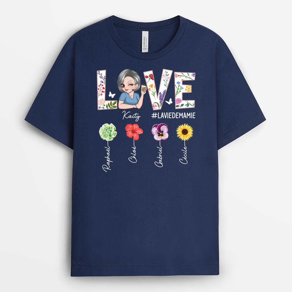 2102AFR2 t shirt la vie de maman amour personnalise