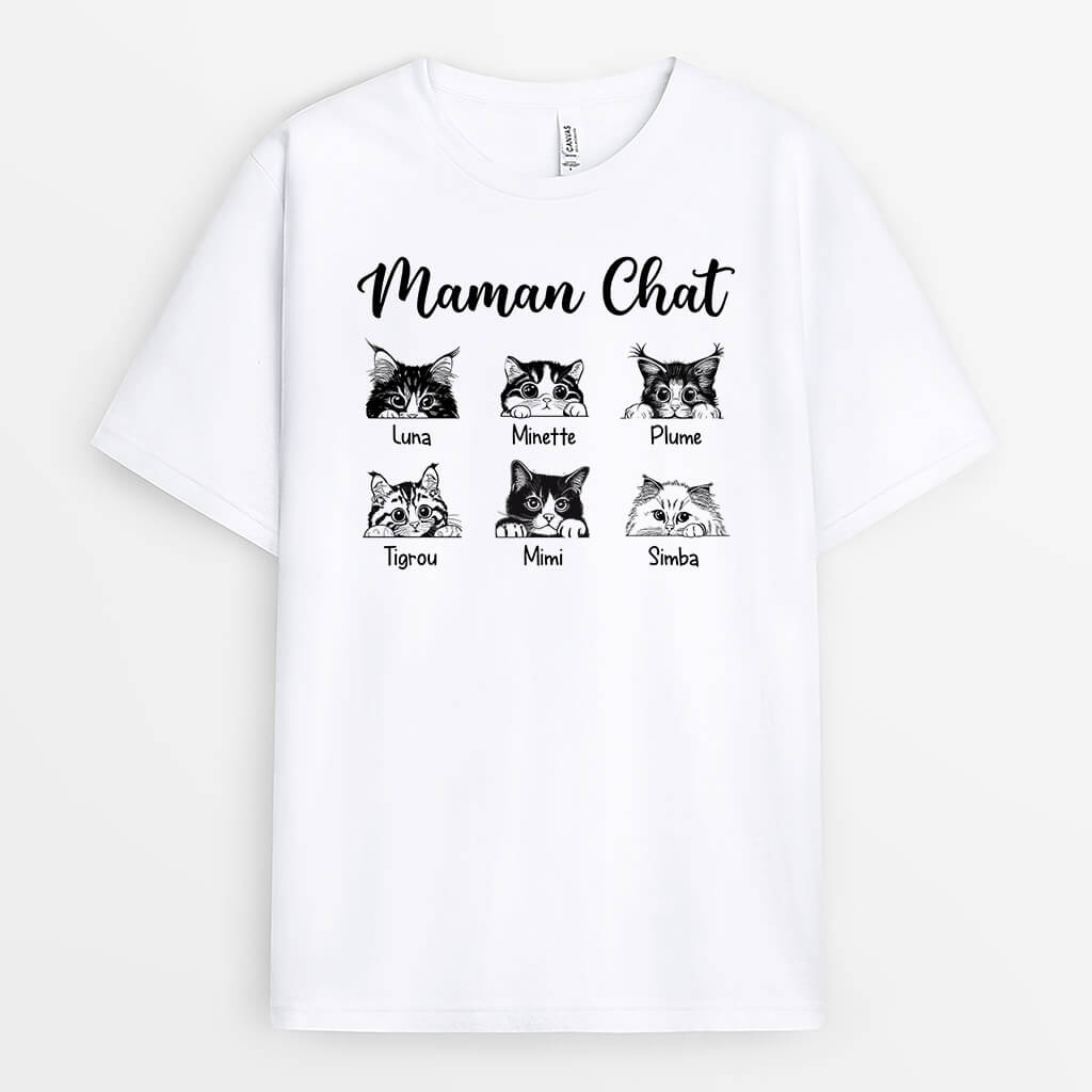 2111AFR1 t shirt maman chat simple personnalise