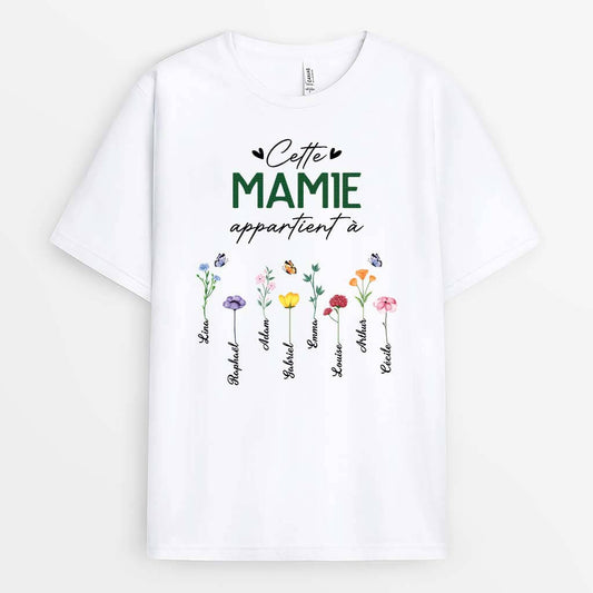 2132AFR1 t shirt cette maman mamie appartient a jardin personnalise