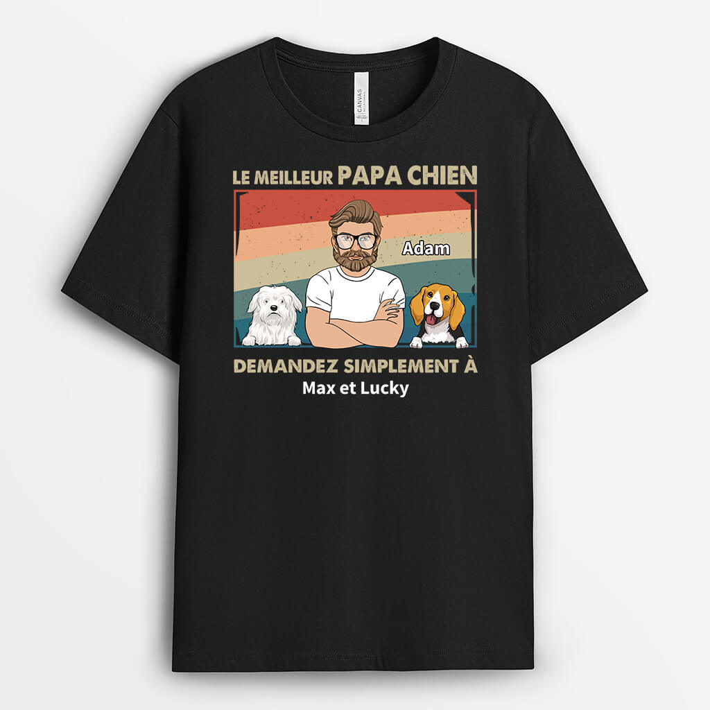 2145AFR1 t shirt le meilleur papa chien du monde personnalise