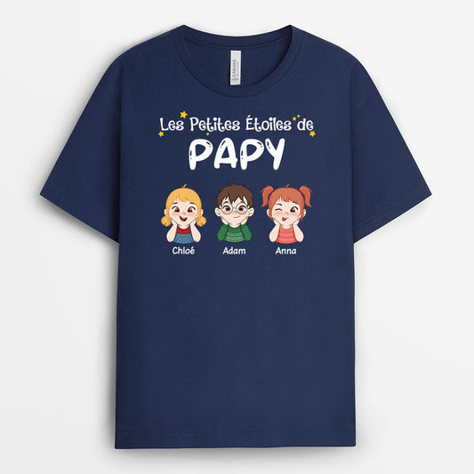 2156AFR2 t shirt les petites etoiles de papa papy version mignonne personnalise