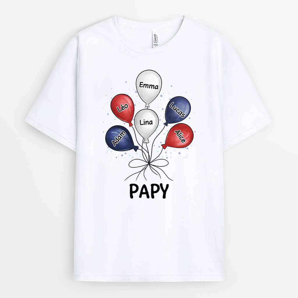 2162AFR1 t shirt papa ballons colores personnalise