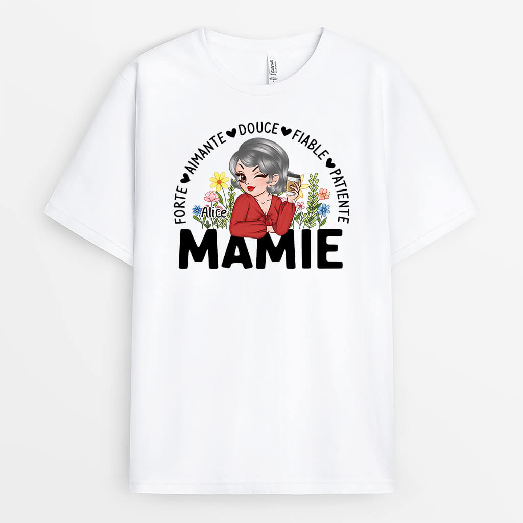 2163AFR1 t shirt maman fleurs personnalise