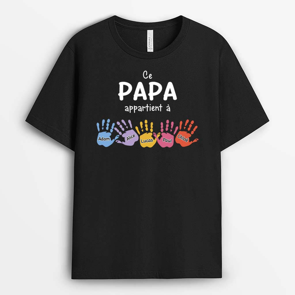 2169AFR1 t shirt ce papa appartient a avec mains personnalise