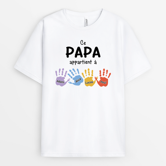 2169AFR1 t shirt personnalise ce papa appartient a empreintes de mains colorees 2169a6h5b