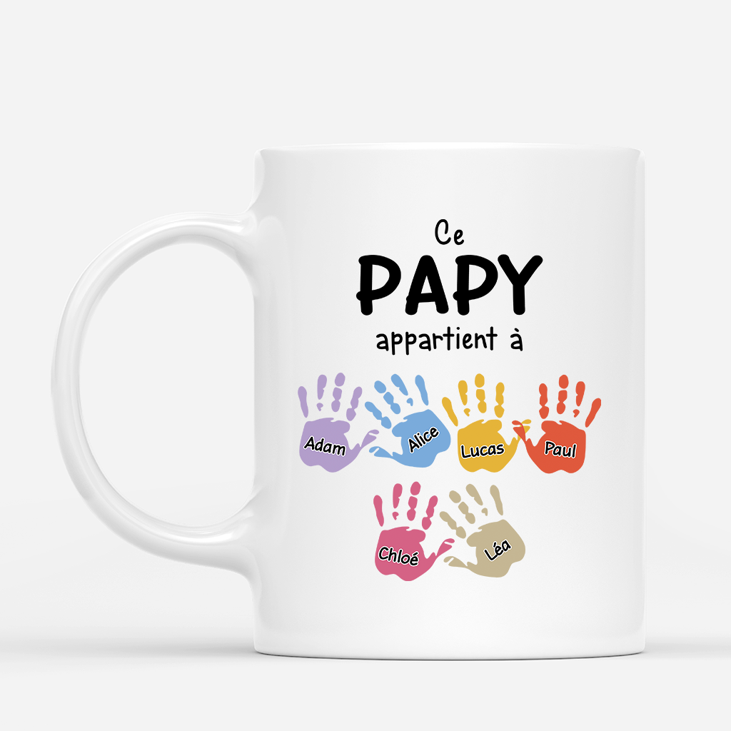 2169MFR1 mug personnalise ce papy appartient a empreintes de mains colorees 2169m6h5b