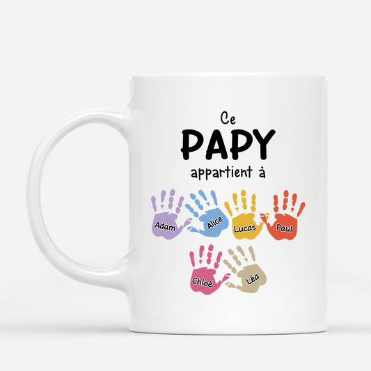 2169MFR1 mug personnalise ce papy appartient a empreintes de mains colorees 2169m6h5b