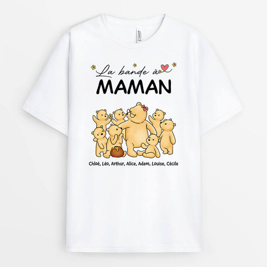 2172AFR2 t shirt la bande de maman mamie ours fleurs personnalise