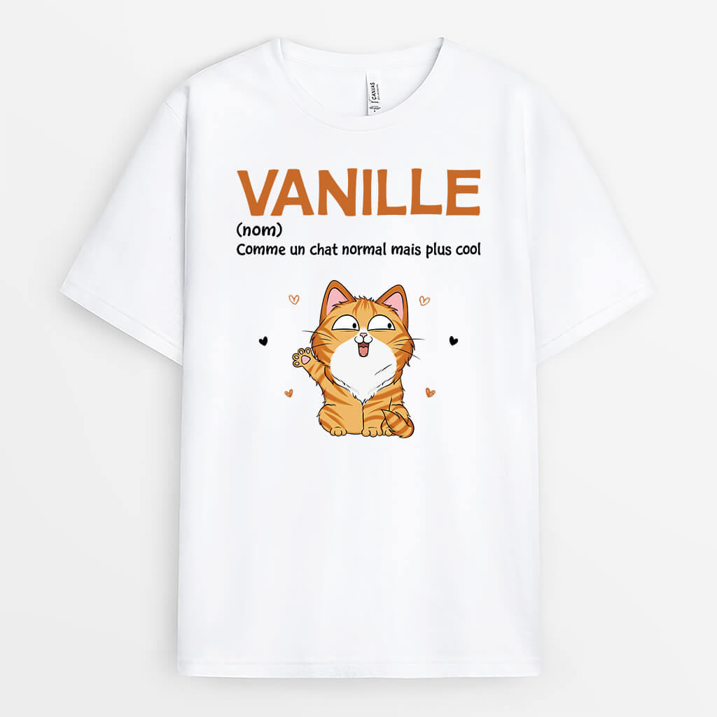 2173AFR1 t shirt comme un chat normal mais plus cool avec nom personnalise