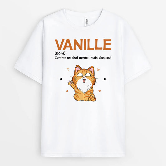 2173AFR1 t shirt comme un chat normal mais plus cool avec nom personnalise