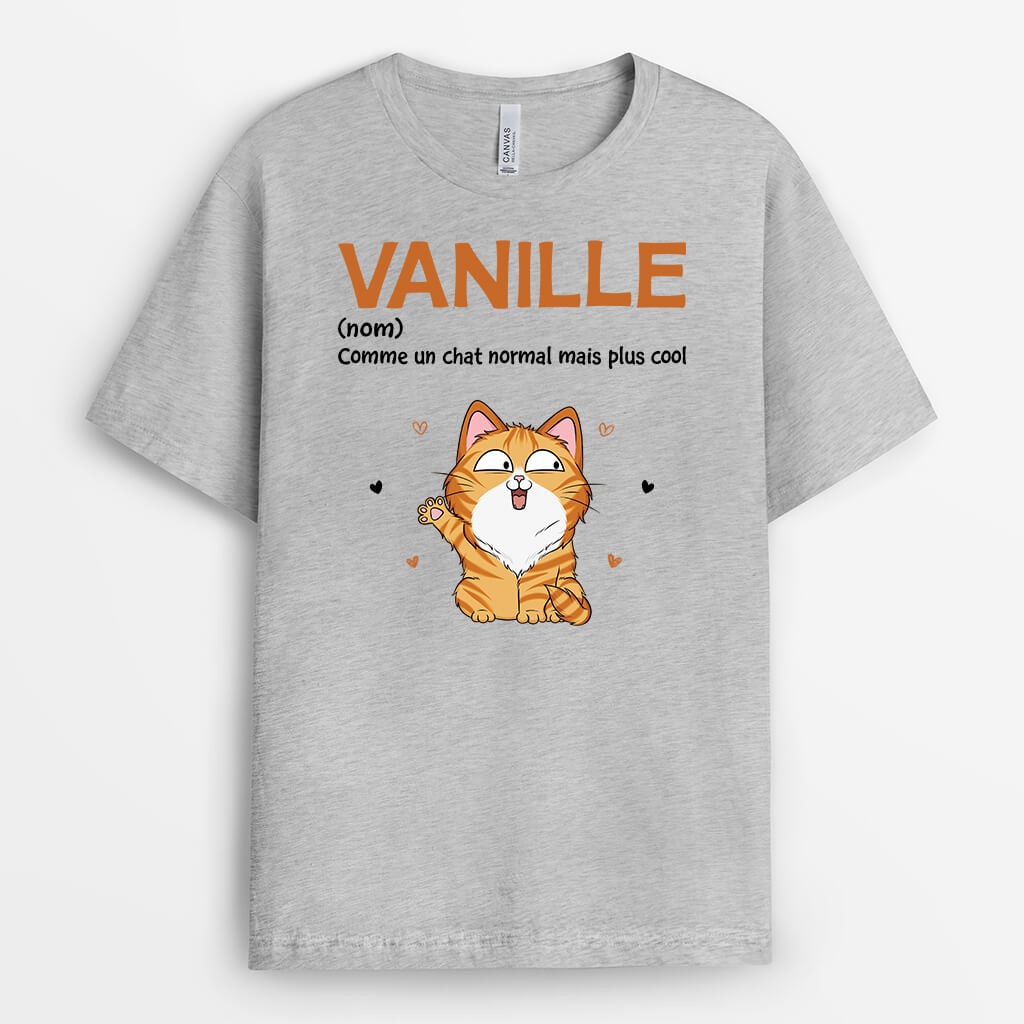 2173AFR2 t shirt comme un chat normal mais plus cool avec nom personnalise