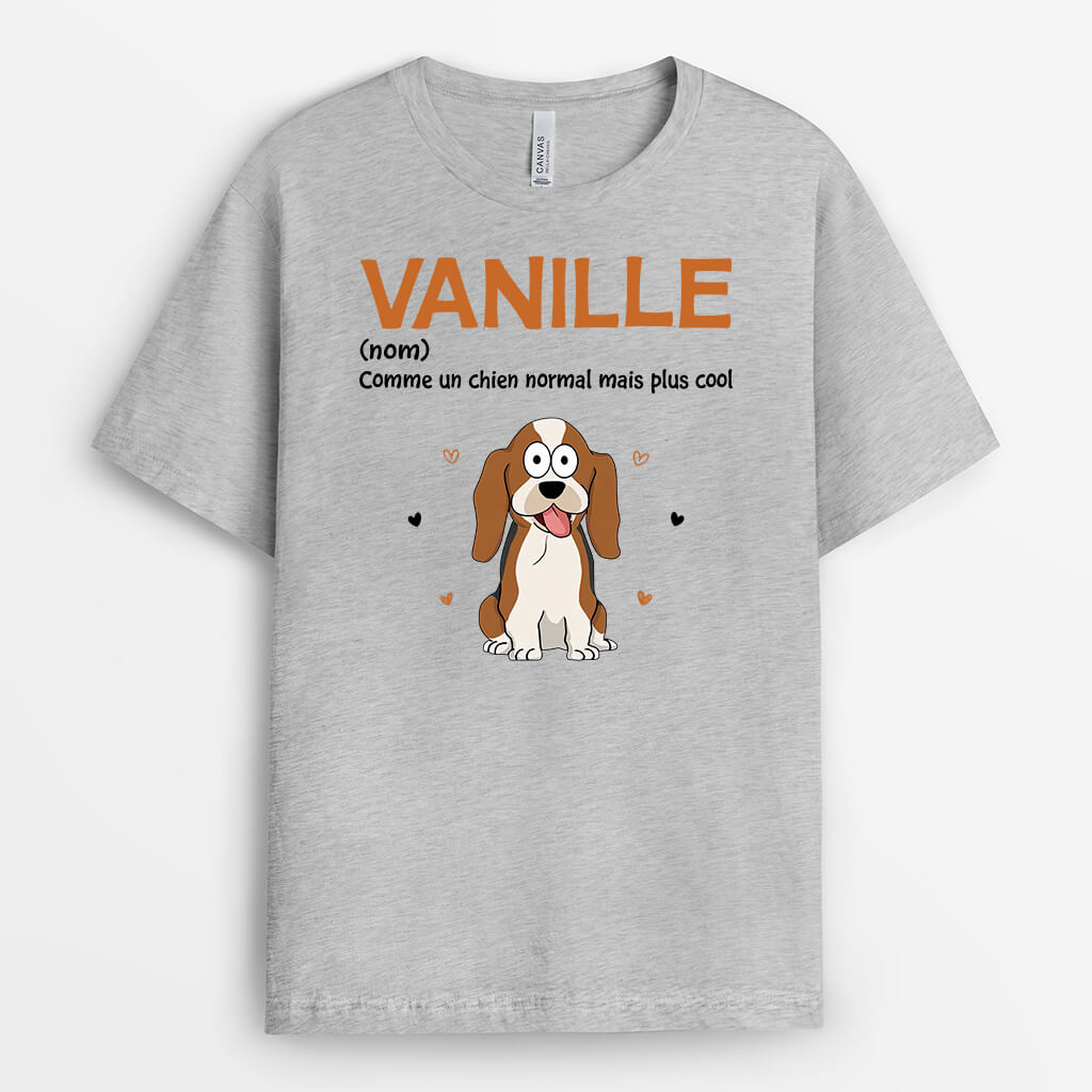 2173AFR2 t shirt comme un chien normal mais plus cool avec nom personnalise