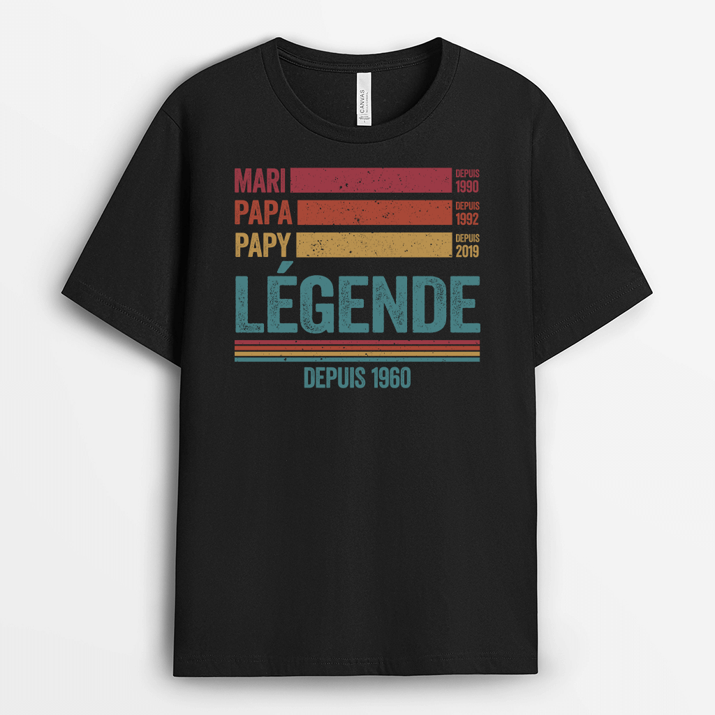 2182AFR1 t shirt mari papa papy legende depuis personnalise